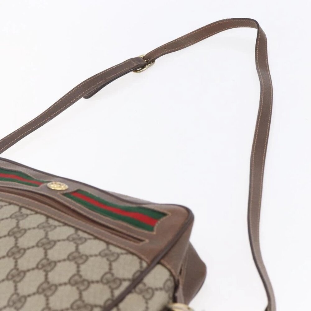 GUCCI GG Supreme Web Sherry Line Shoulder Bag PVC Beige Red Green Auth 97406 - Picture 9 of 16